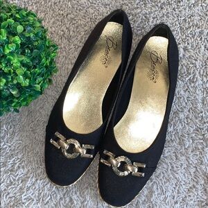 Beacon Black Fabric Slip On Shoes Sz 11N